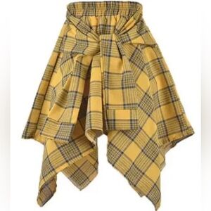 Plaid Tie Front Skirt